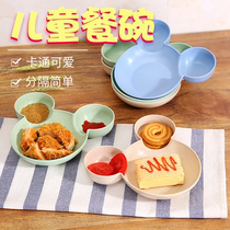 Children Cutlery Bowls Dinner Plate Wheat Straw Cartoon Rabbit Fruit Tray Office Cutlery Lunch Small Dish