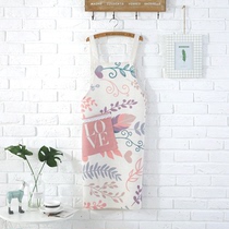 Nordic ins style printed fabric cotton and linen waterproof apron Kitchen cooking overalls anti-fouling waist to map customization