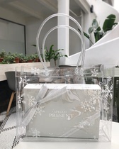 PVC transparent snowflake hand bag Baking packaging New Year gift box transparent environmental protection bag
