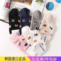 Import Korea Cute Little Kitty Cartoon Boat Socks Shallow Mouth Non-slip Invisible Socks Summer Thin Cotton Dins