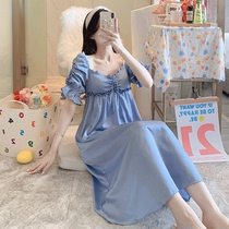 With Chest Cushion Sexy Sleeping Skirt Woman Summer Thin Ice Silk Long Dress Code Style Retro Palace Court princess Home Residence Pyjamas