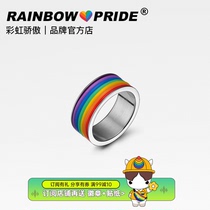 RainbowPride Six Colors Rainbow LGBT Silicone Inlaid Pride for Men and Women Lovers Stainless Titanium Steel Ring Ornaments