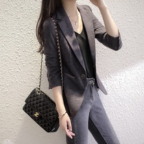 Japanese womens clip flower purple fabric small suit female 2021 autumn and winter new slim slim wool suit jacket