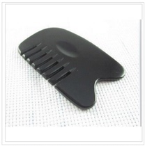 Thickened Holographic Horn Scraping Comb Natural Black Buffalo Horn Scraping Plate Head Meridians Comb Massage Comb