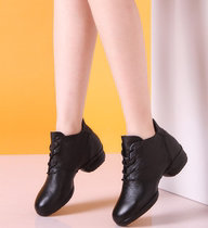 Full Cow Leather Morning Beauty Champ 6807 Spring Season Lady Square Dance Shoes Black Outdoor Rubber Bottom Dancing Shoes Single Leather Shoes