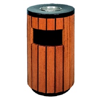 Park Scenic Street Round Iron Wood Outdoor Trash Can Municipal Sanitation Greening Clean Seat Ground Big Fruit Leather Case