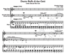 Rossini Duetto Buffo di due Gatti Cat Duet Vocal Score Piano accompaniment score