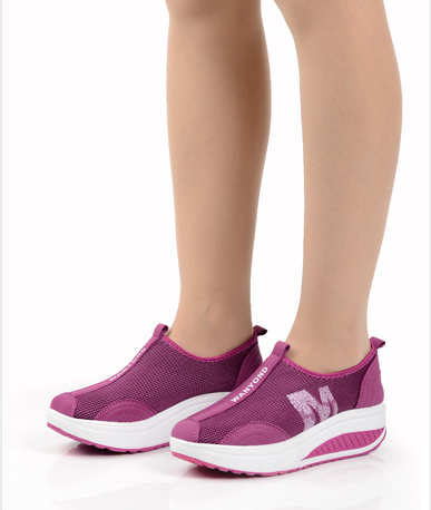 包邮夏季瘦身摇摇鞋女透气网面皮面松糕鞋女鞋减肥鞋运动摇摆单鞋_7折