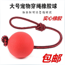 Dog training Bite-resistant rubber ball with rope Solid elastic ball Large dog horse dog side animal molar toy ball Pet
