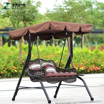 Outdoor swing outdoor double courtyard garden rocking chair indoor hanging basket rattan chair rocking basket chair wrought iron balcony hanging chair