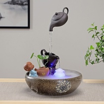 Creative Chinese style running water fountain decoration Living room decoration Feng Shui lucky office small monk fish tank humidifier