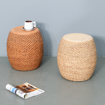 Rattan small stool low stool small stool creative round stool small bench home living room sofa stool simple solid wood bench seat