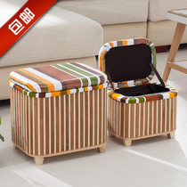 Bamboo storage stool storage stool simple shoe change stool childrens shoes stool solid wood seat storage box can sit for people