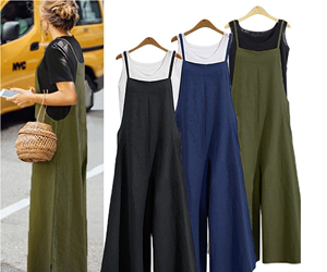 Summer linen long wide leg Jumpsuit