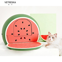 Unstuck VETRESKA fully enclosed cat litter basin watermelon grapefruit Net red cat toilet large basin anti-splash