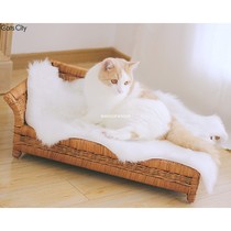 Rattan Coat CatsCity Original Design Pet Furniture Handmade Rattan Catch-resistant Four Seasons Cat Bed