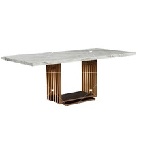 Nordic light luxury post-modern natural marble table rectangular stainless steel table designer sample room side several