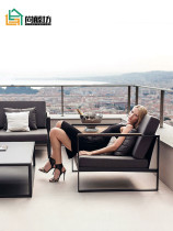 Nordic Outdoor Iron Art Sofa Waterproof Sunscreen Aluminum Alloy Sofa Open Courtyard Yang Light House Garden Combined Furniture