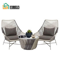 Outdoor table and chairs Lower afternoon tea Balcony small table and chairs Courtyard Vine choreography Single chair Lazy Rattan chair Three sets of modern mesh red