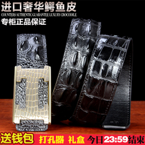 Thai Male Crocodile Leather Strap Men Letter Smooth Buckle Strap Head Youth Business Real Leather Belt