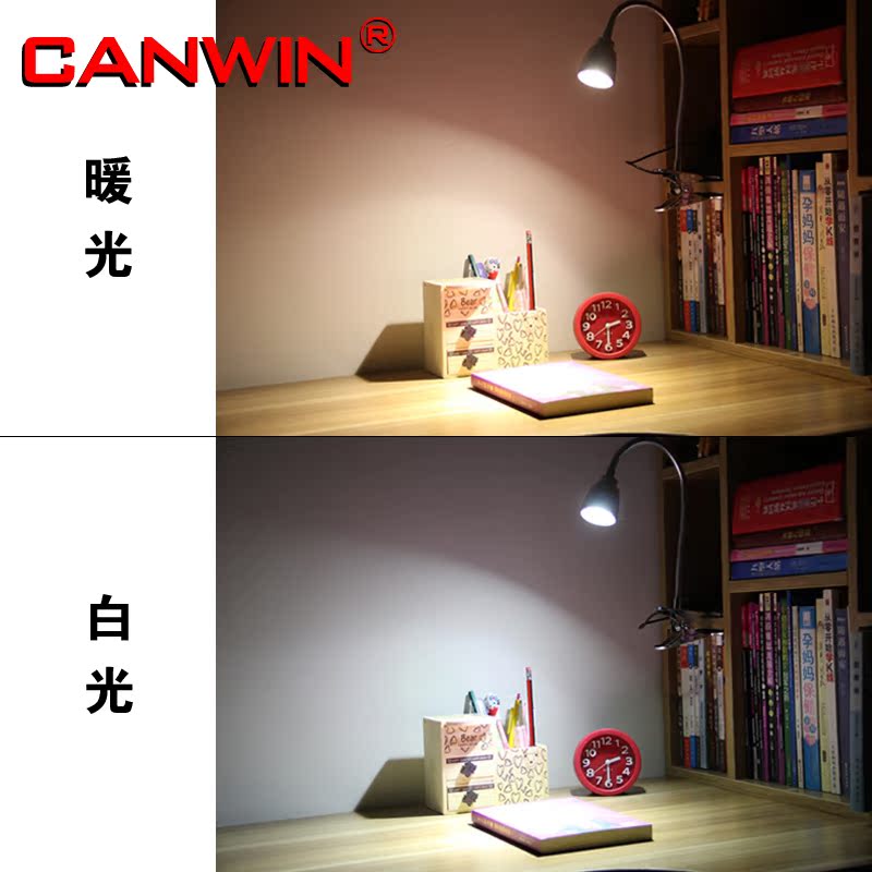 canwinLED大学生宿舍床头夹子式书桌学习阅读护眼节能神器小台灯产品展示图5