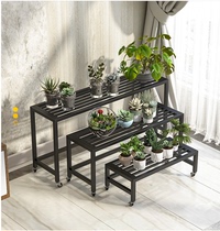 Balcony fleshy flower frame multi-layer wrought iron room outdoor pulley movable floor shelf exposed to rain and sunshade