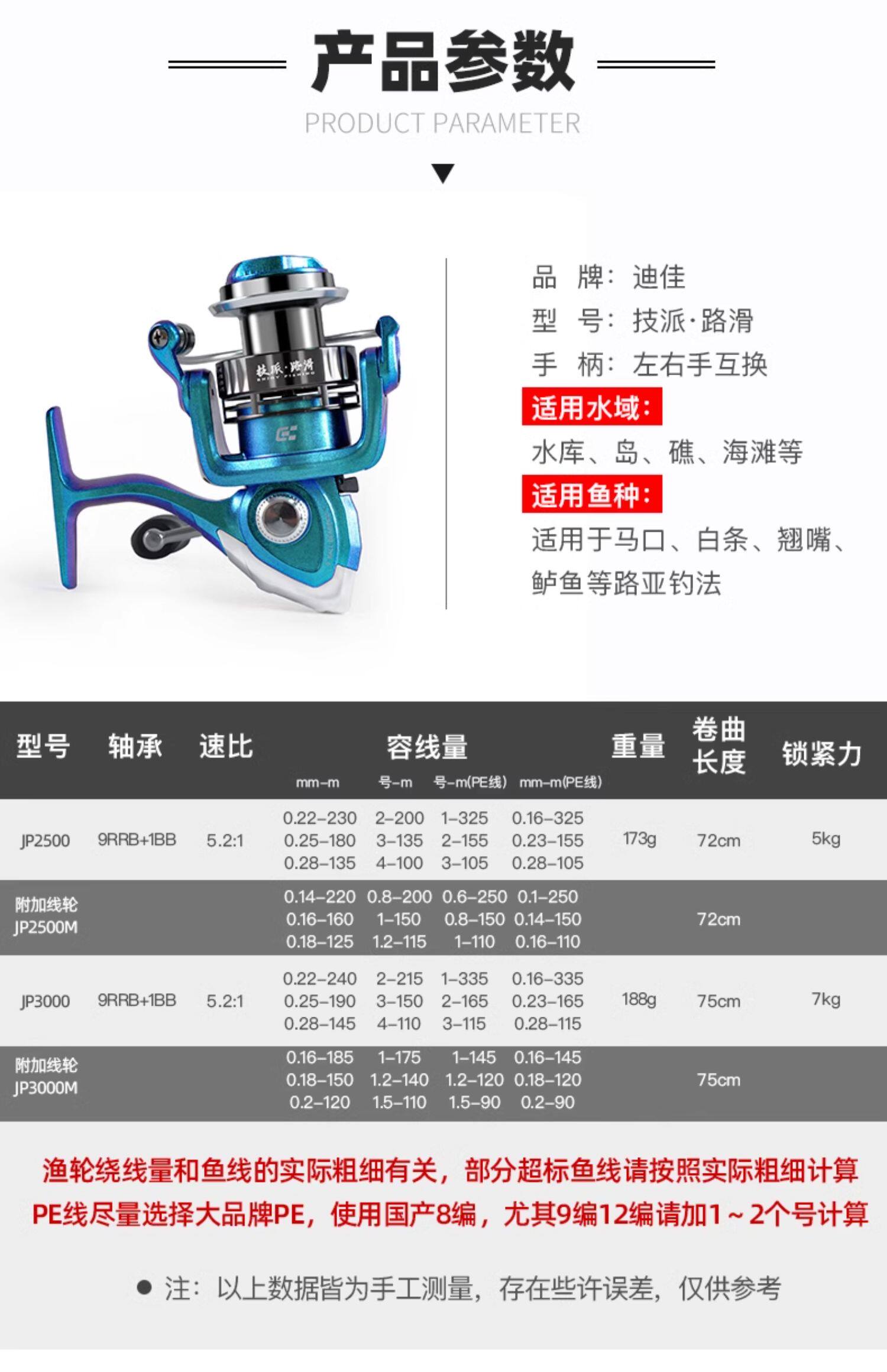 超轻迪佳技派jp路亚路滑矶滑纺车轮金属斜口双线杯渔轮远投矶钓轮