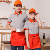 Waiters overalls Short-sleeved hotel dining hot pot milk tea fast food restaurant restaurant overalls T-shirt summer clothes