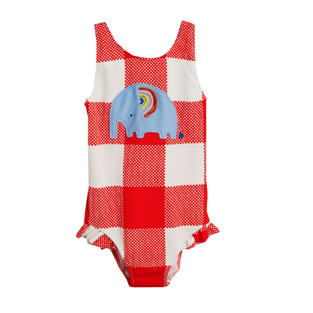 Spot N*XT baby hot spring swimsuit summer new orange checkered elephant suit women (3 ເດືອນຫາ 6 ປີ)