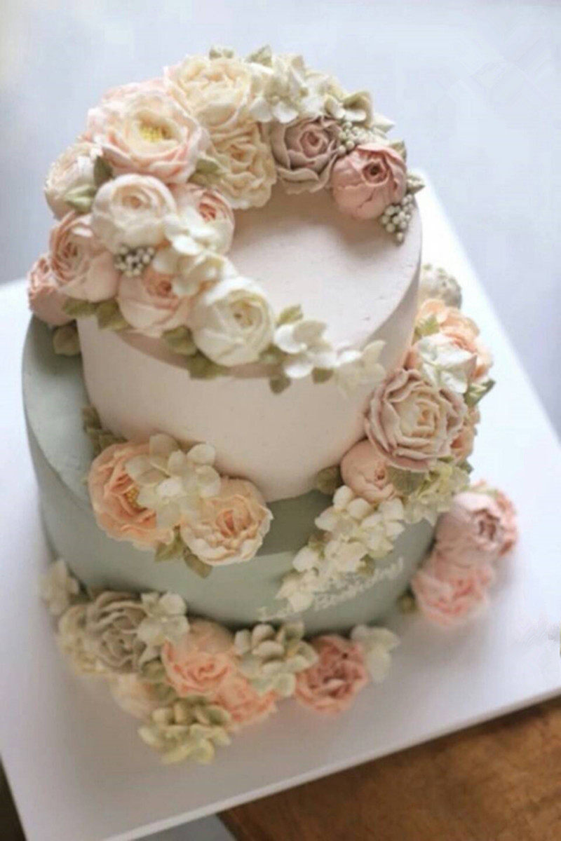 艾尔双层韩式裱花蛋糕patty主题蛋糕