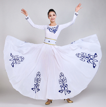 Mongolian dance practice skirt adult half-length skirt Xinjiang Uighur practice BIG swing skirt skyside dance dress womens clothing