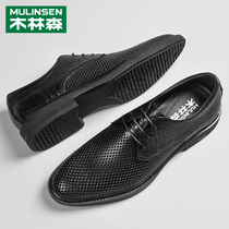 2022 new summer leather shoes mens breathable thin head layer cow leather commute to work for regular business casual leather sandals