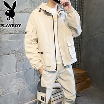 Playboy jacket suit Mens autumn Korean version of the trend casual jacket wild set of handsome clothes mens trend
