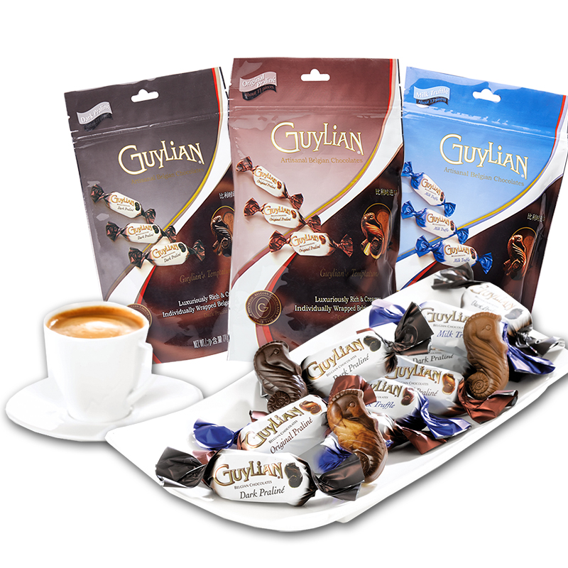 比利时进口,guylian 吉利莲 魅炫海马巧克力3袋组合装378g*2件新低79.