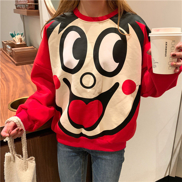 旺仔加绒卫衣女超火的网红旺旺联名款2018冬新款宽松学生潮