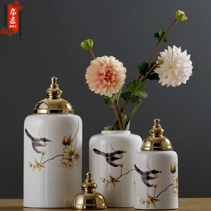 Jingdezhen ceramic furnishing articles gold - plated vase European - style home sitting room porch table desktop decoration ideas