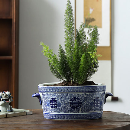 Creative ceramic flower POTS, fleshy plant pot pattern blue and white porcelain ceramic flower pot ground ceramic flower POTS