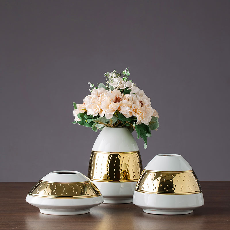 Jingdezhen ceramic vase furnishing articles gold - plated European - style simulation home sitting room decorates porch TV ark, flower arranging flowers