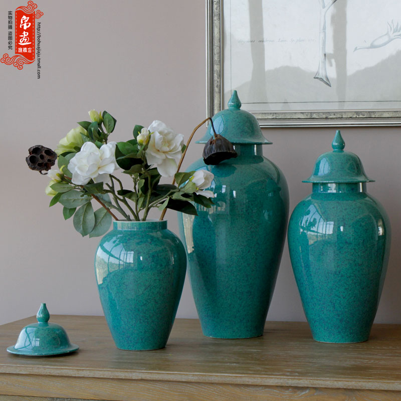 General jingdezhen ceramic pot vase creative up with dried flowers classical household pure color flower arranging soft outfit decoration furnishing articles