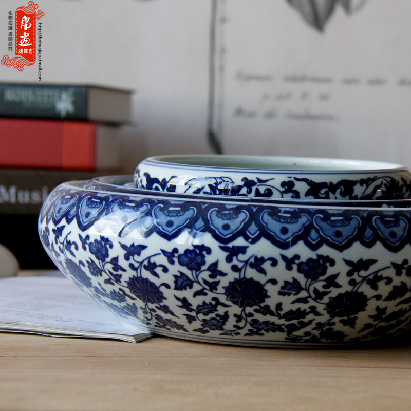 Jingdezhen ceramics ashtray home sitting room creative writing brush washer of large diameter cylinder tank multi - function furnishing articles