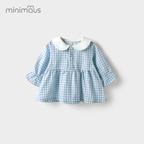 Baby girl dress spring and autumn thin cotton gauze childrens doll collar flared sleeve autumn baby princess dress