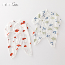 Newborn baby jumpsuit summer cotton thin long sleeve butterfly clothing and monk clothing spring and summer newborn clothes