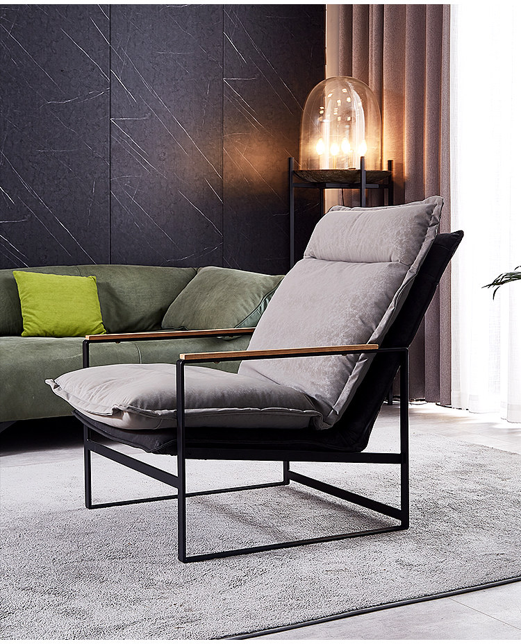 北欧躺椅单人沙发休闲阳台睡椅客厅老虎椅懒人铁艺午休喂奶椅高背