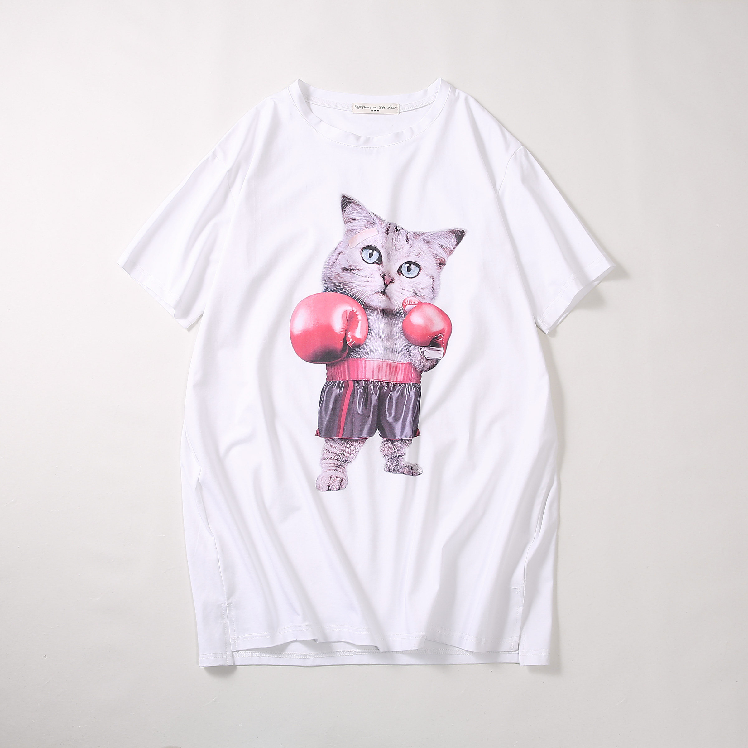 孕妇装2018夏季新款卡通烫画t恤韩版宽松短袖大码中长款上衣