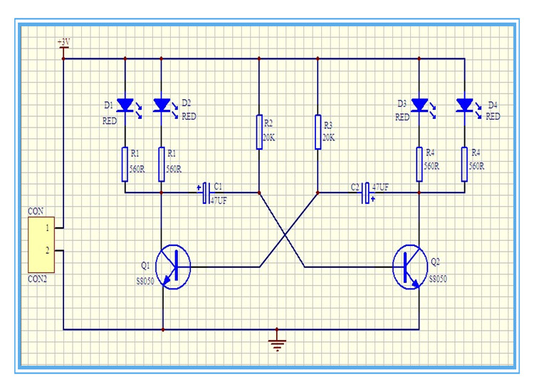 亏本特价 红蓝双色 4灯led 闪烁 多谐振荡闪灯套件 电子制作套件