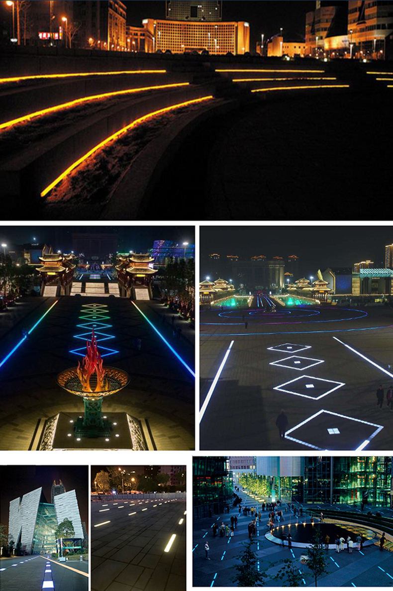 led长条地砖灯户外防水线条灯嵌入广场灯坪跳板发声射灯埋地灯