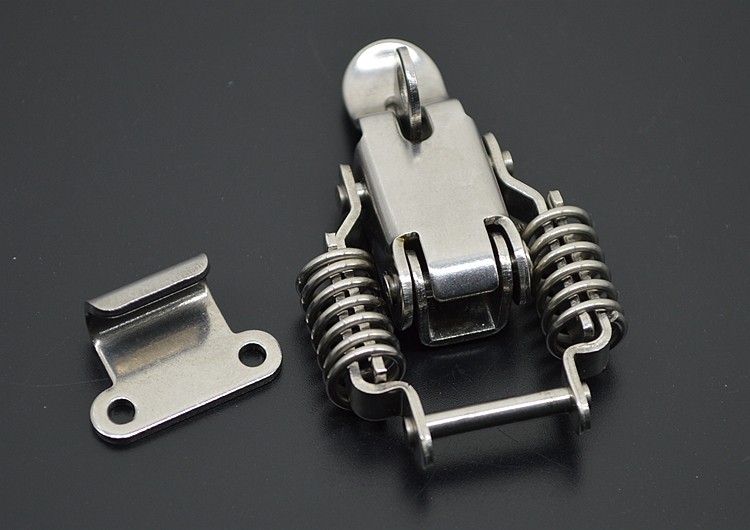 304不锈钢双弹簧带锁搭扣 木箱挂锁扣 箱扣 机箱搭扣 箱包配件