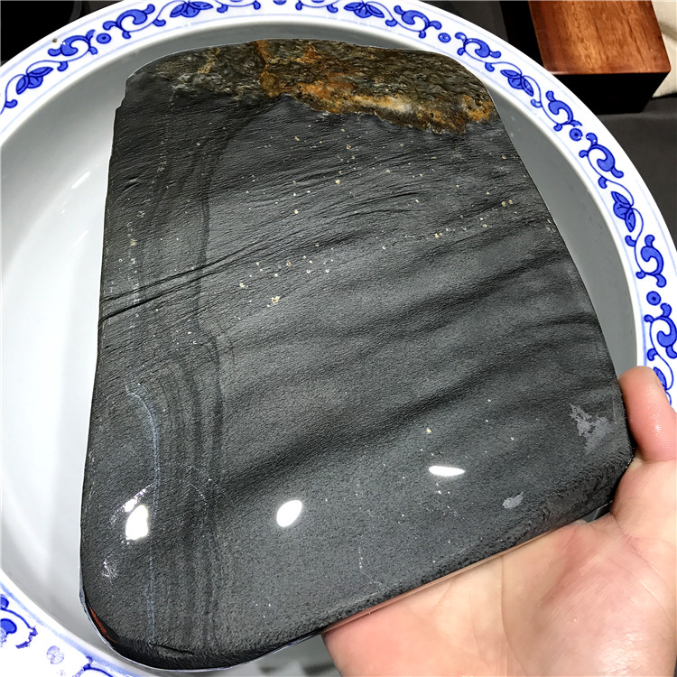 中国歙砚-老坑龙尾石-老坑眉纹金星-珍藏【砚台原石毛料】