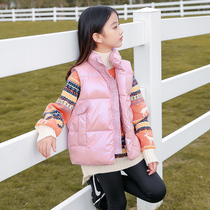 Girls down waistcoat worn out by CUHK Tong 2021 Autumn winter new foreign air girl big code Korean version warm vest