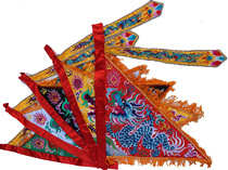 Taoist Tianlong embroidery five-color flag three-scale double-sided dragon flag Wuying flag five flag five ghost flag five-way Wealth God flag